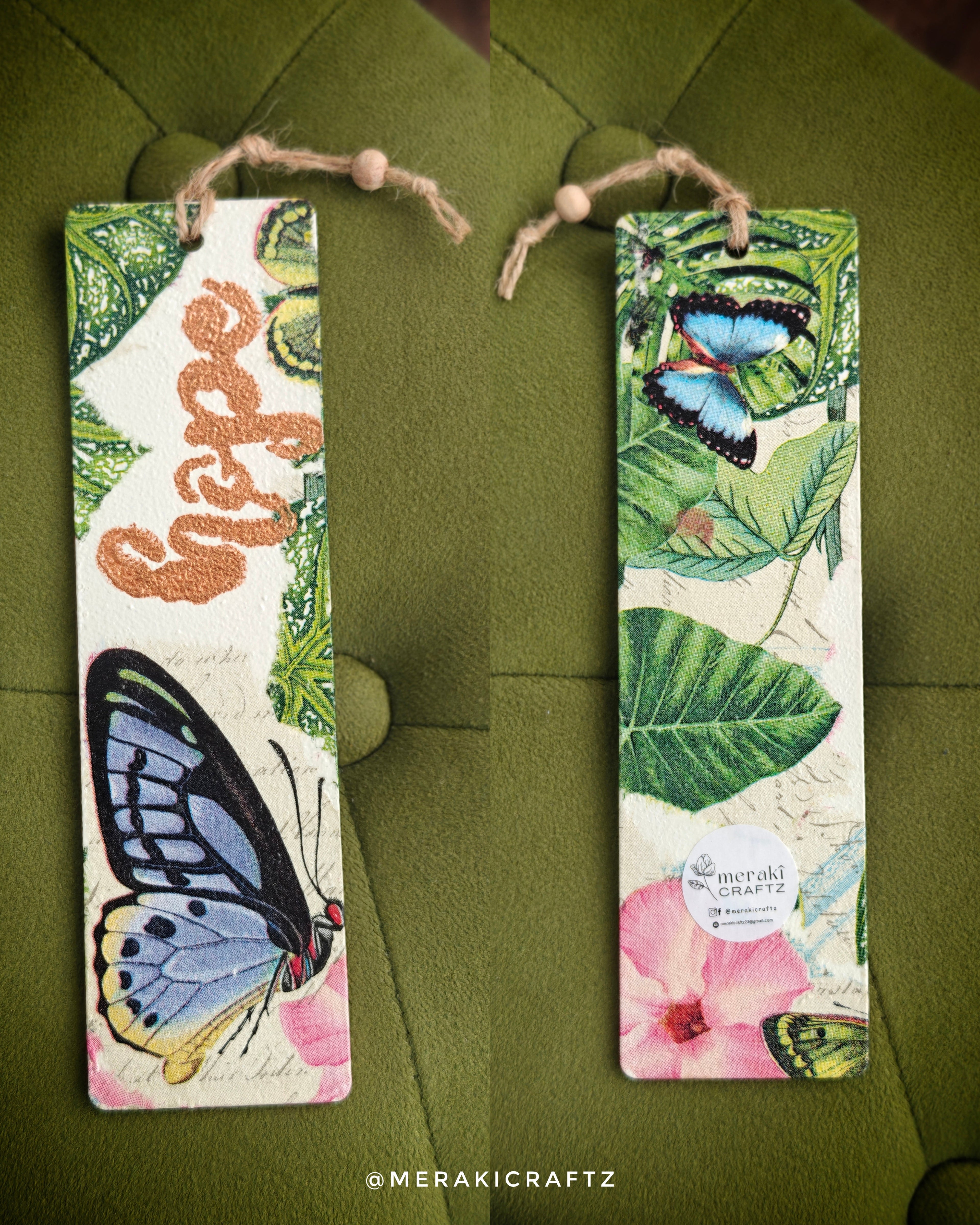 Handcrafted Double-Sided Decoupaged MDF Bookmark – Hope
