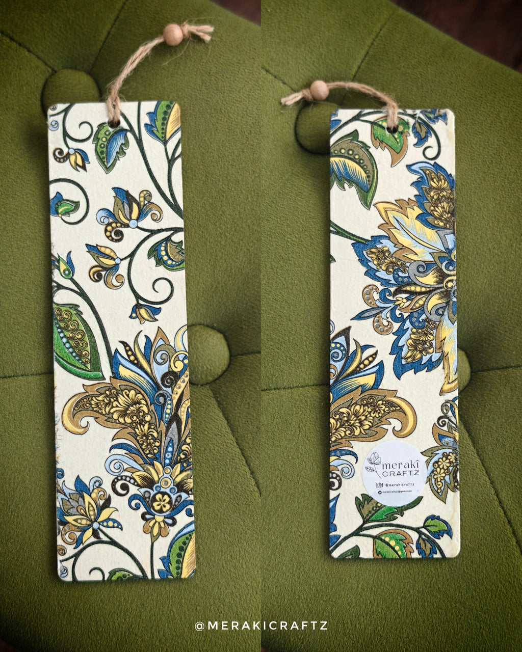 Handcrafted Double-Sided Decoupaged MDF Bookmark – Floral Art