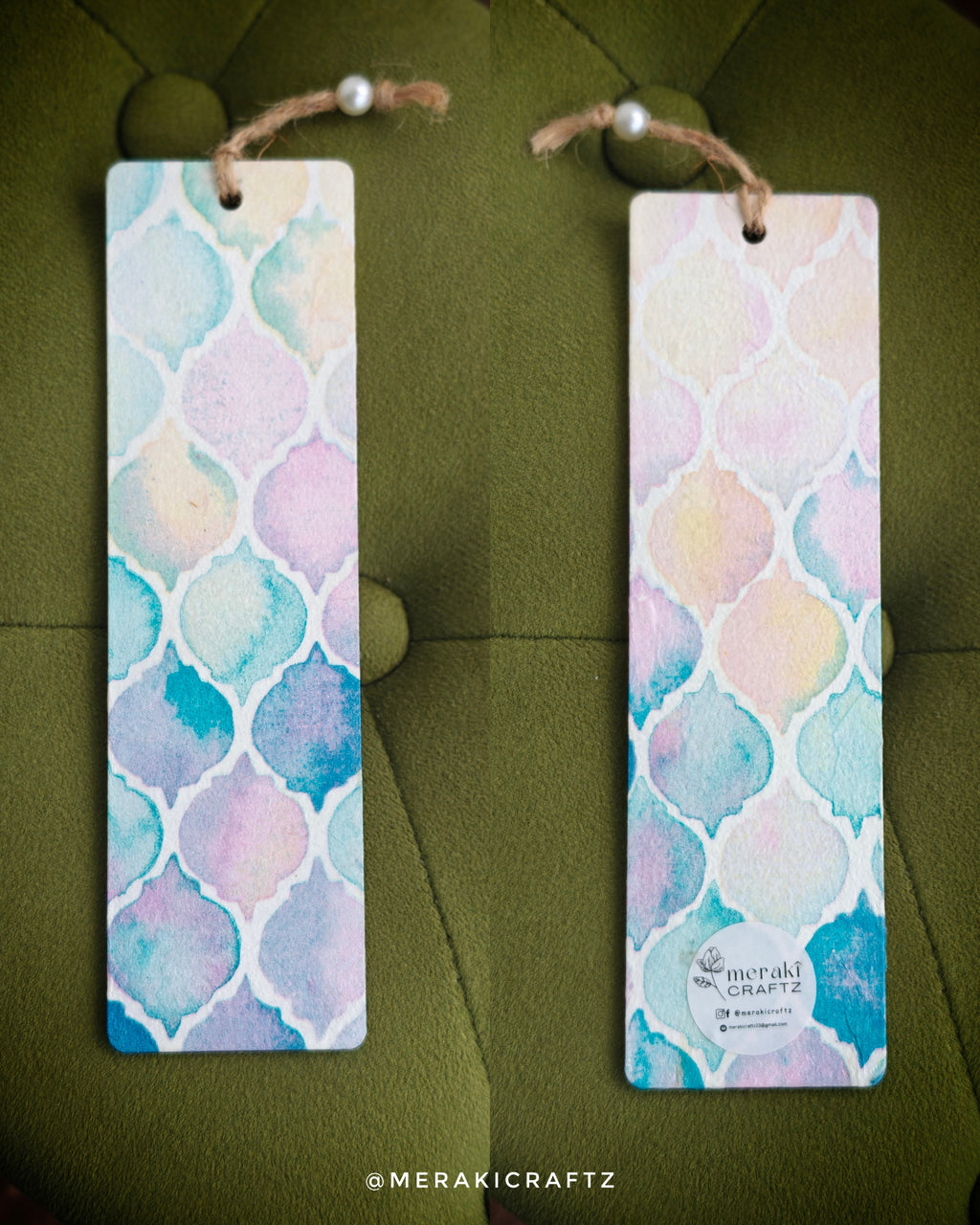 Handcrafted Double-Sided Decoupaged MDF Bookmark – Pastel Hues