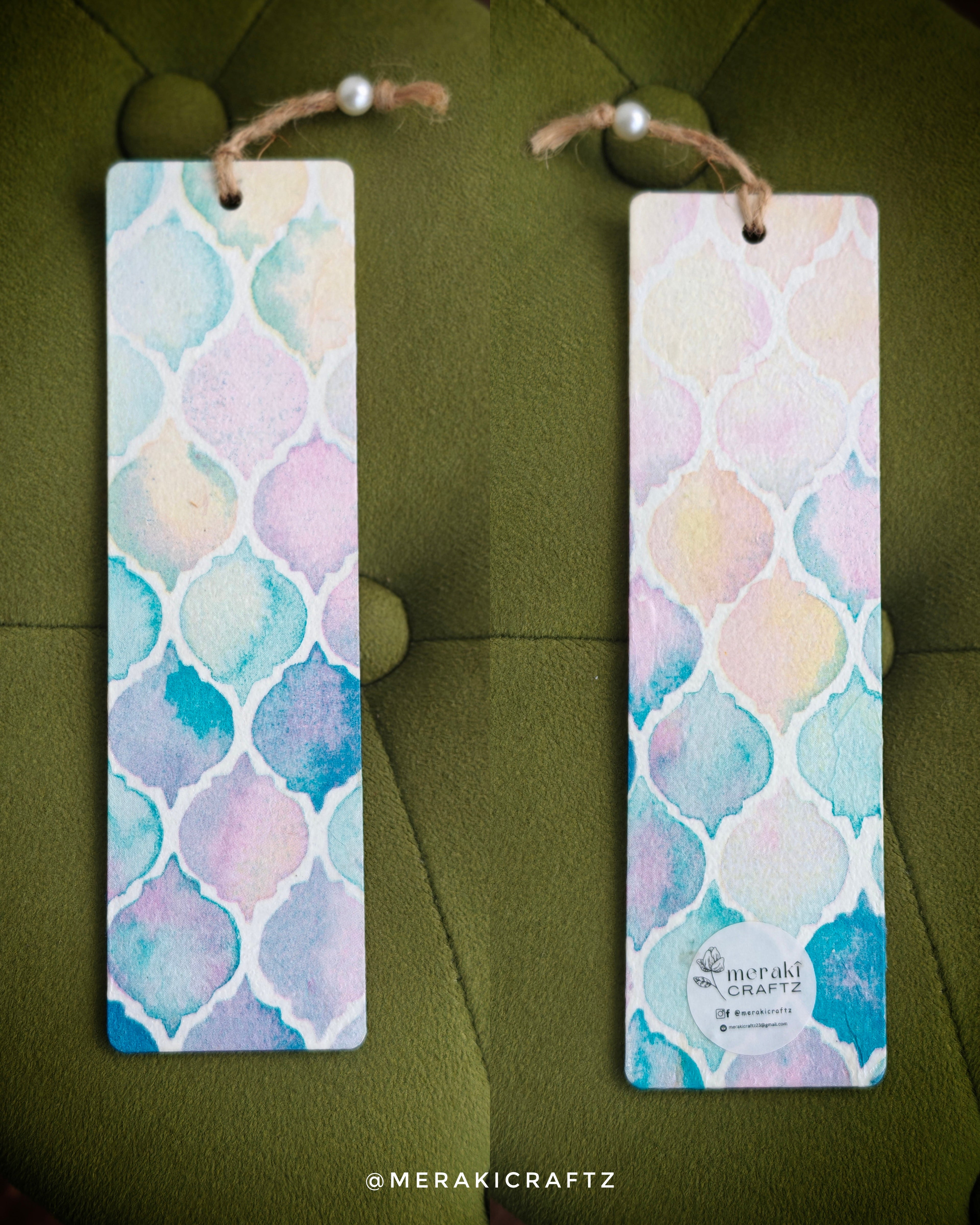 Handcrafted Double-Sided Decoupaged MDF Bookmark – Pastel Hues