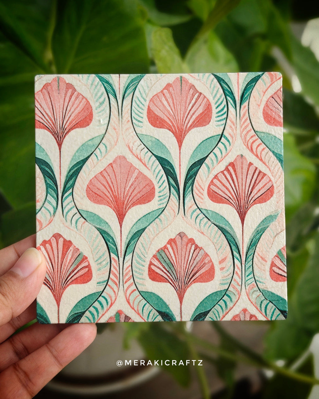 Handcrafted Floral Pattern Decoupage Coasters