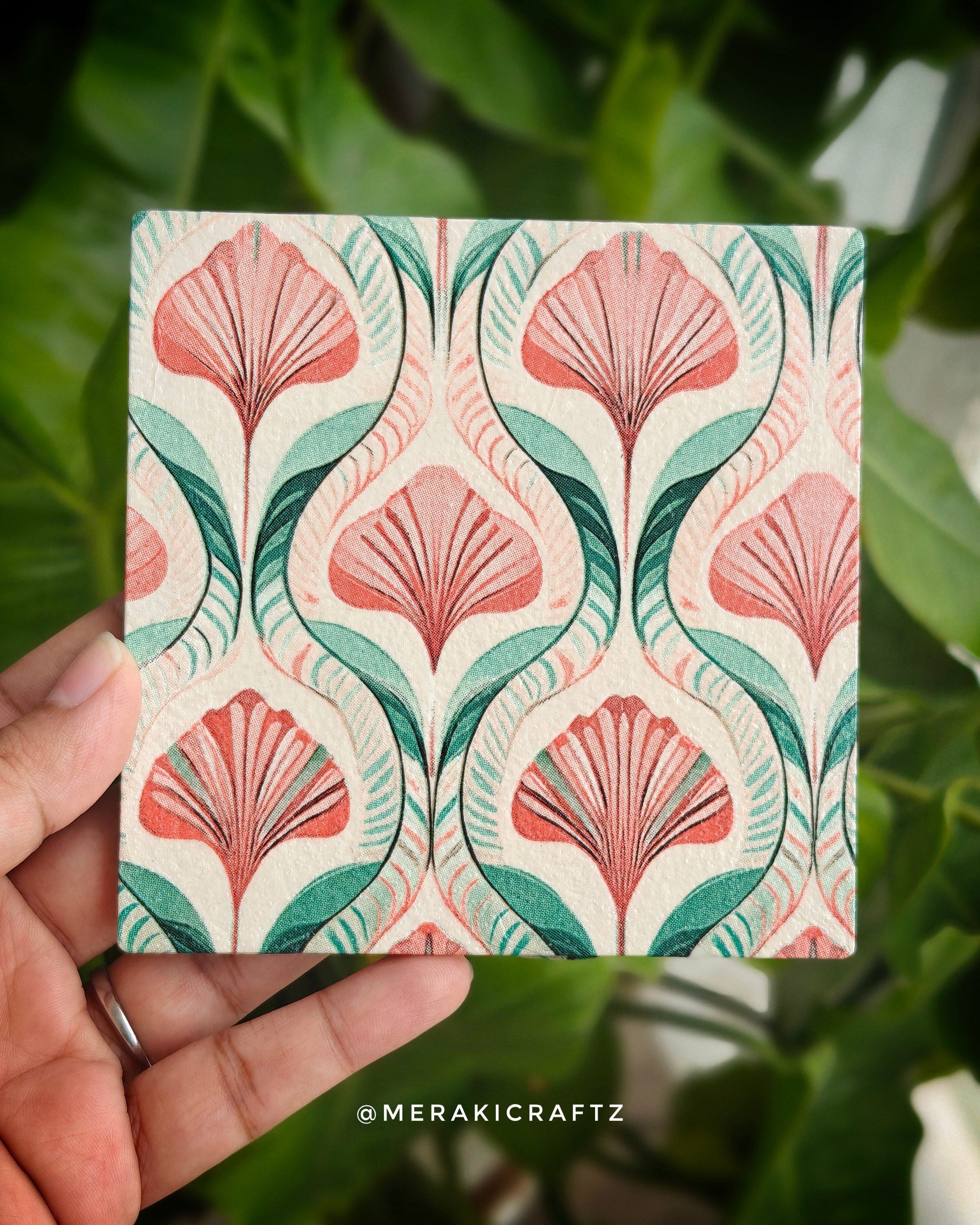 Handcrafted Floral Pattern Decoupage Coasters