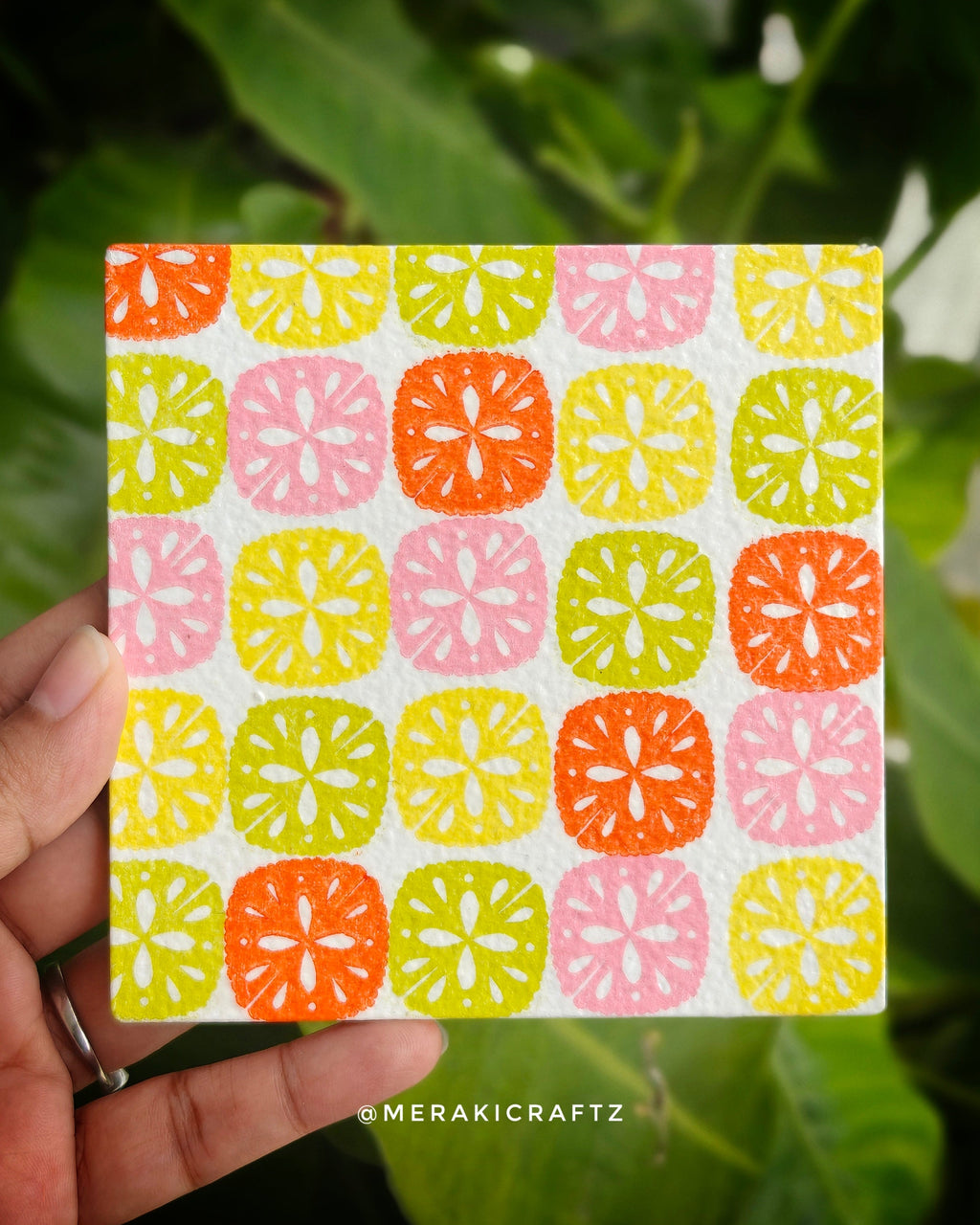 Handcrafted Vibrant Pattern Decoupage Coasters