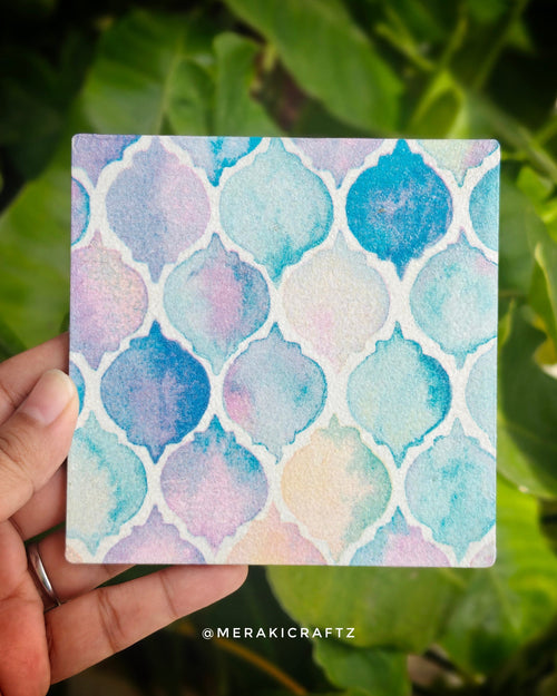 Handcrafted Blue Pattern Decoupage Coasters