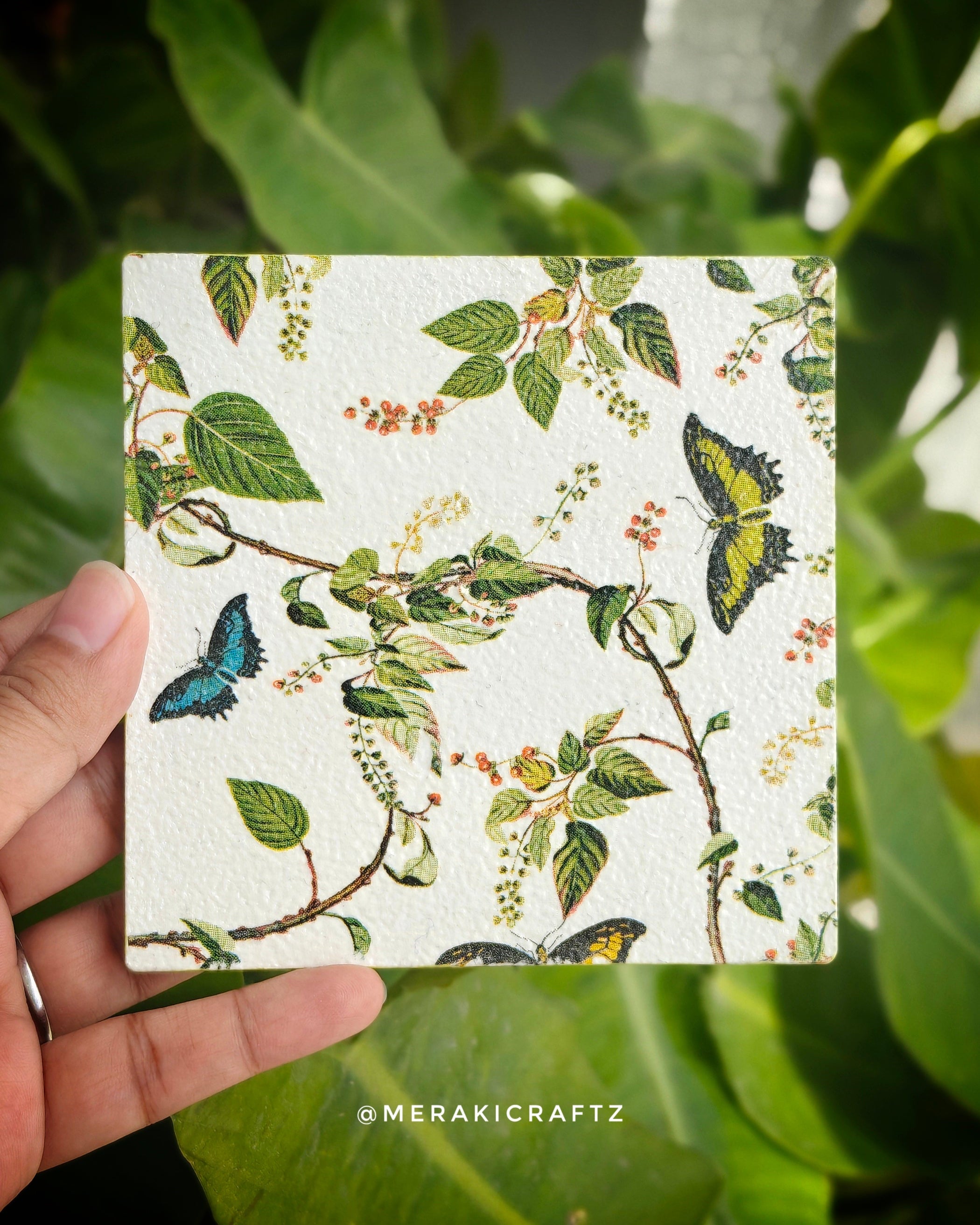 Handcrafted Nature Decoupage Coasters
