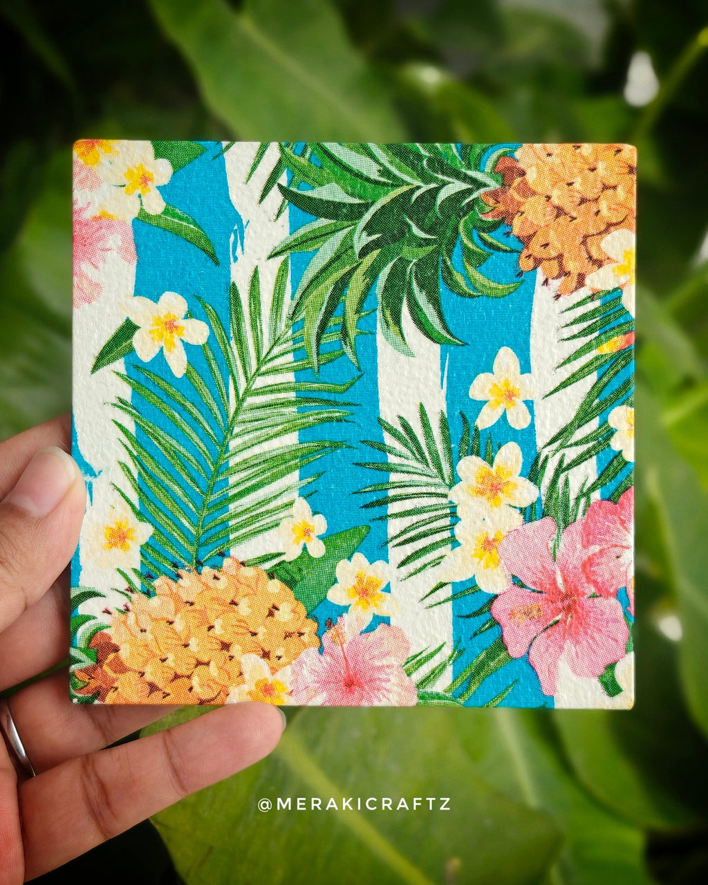 Handcrafted Tropical Decoupage Coasters - Set of 2