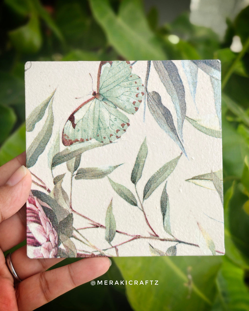 Handcrafted Protea Decoupage Coasters - Set of 2