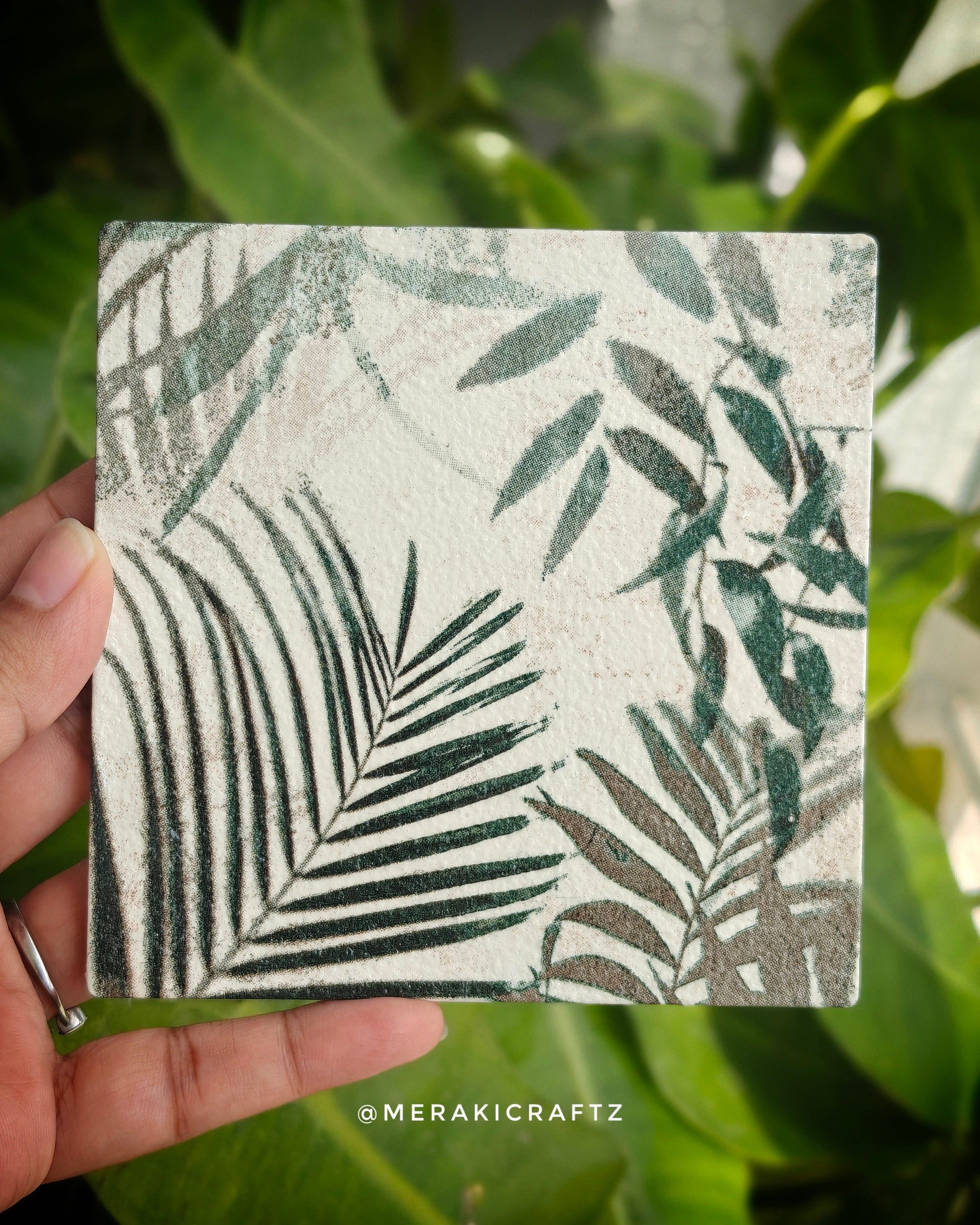 Handcrafted Botanical Decoupage Coasters &nbsp;- Fern