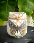Handcrafted Upcycled Glass Jar – Vintage Butterfly Garden