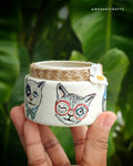 Handcrafted Upcycled Glass Jar – Whimsical Cat Charm