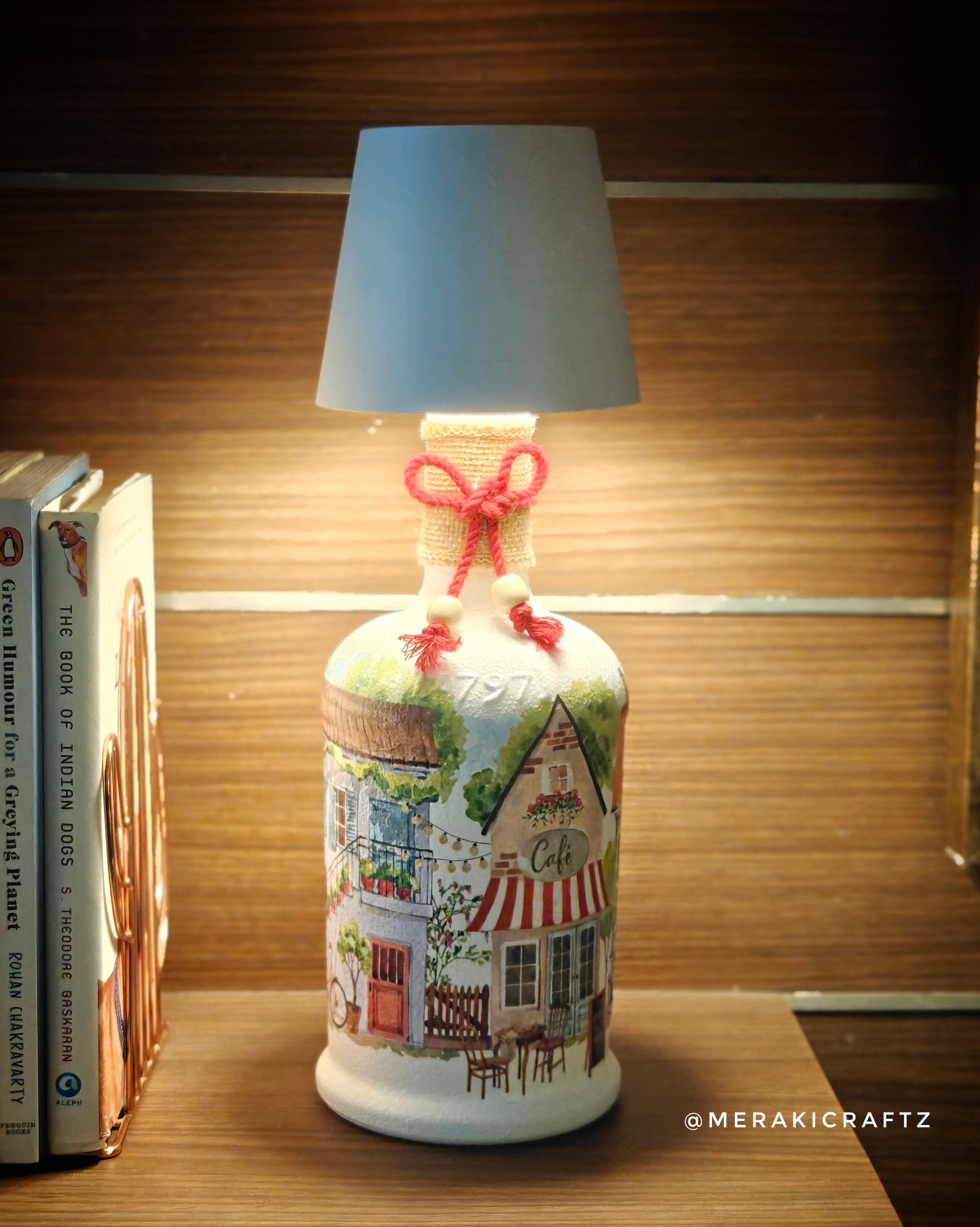 Handcrafted Upcycled Decoupaged Glass Bottle – Village Café Charm