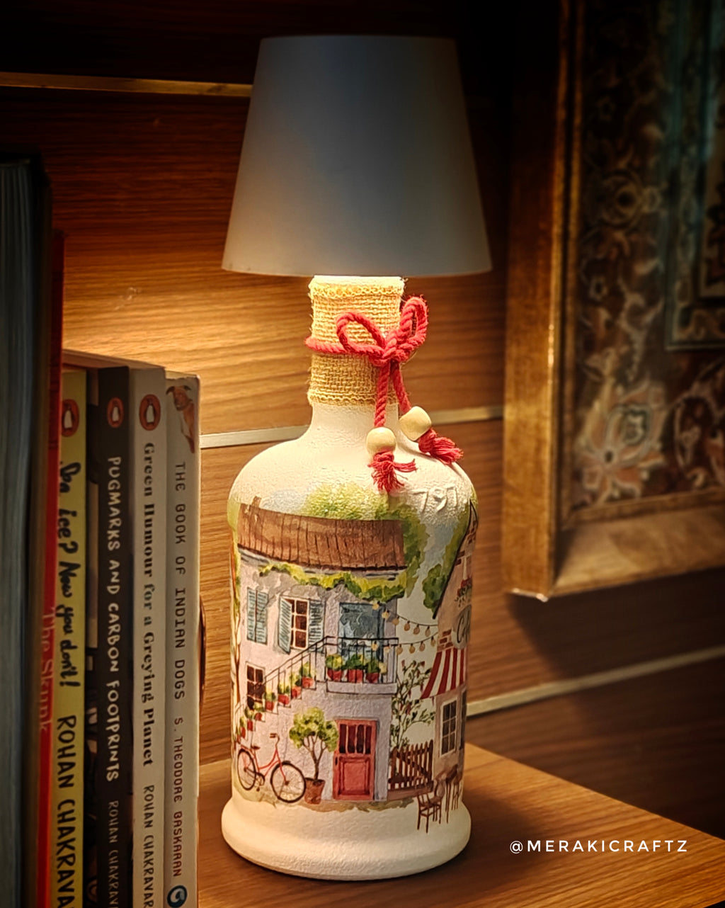 Handcrafted Upcycled Decoupaged Glass Bottle – Village Café Charm