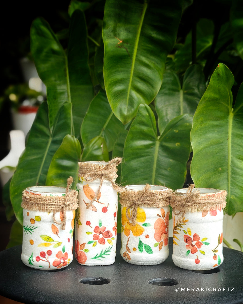 Handcrafted Upcycled Glass Jar – Autumn Wildflower Bloom