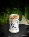 Handcrafted Upcycled Glass Jar – Delft Blue Botanical Charm