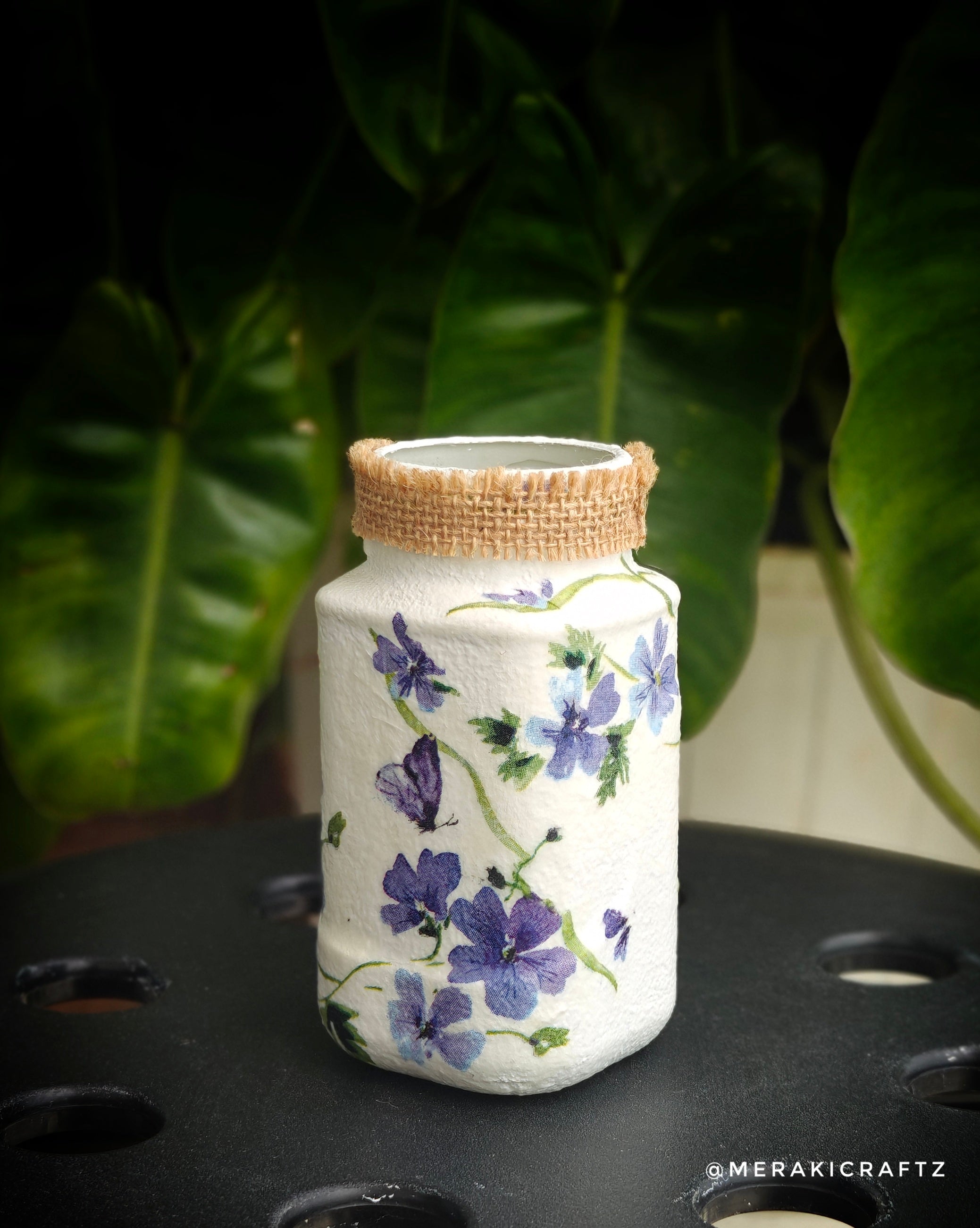 Handcrafted Upcycled Glass Jar – Lavender Meadow Bloom