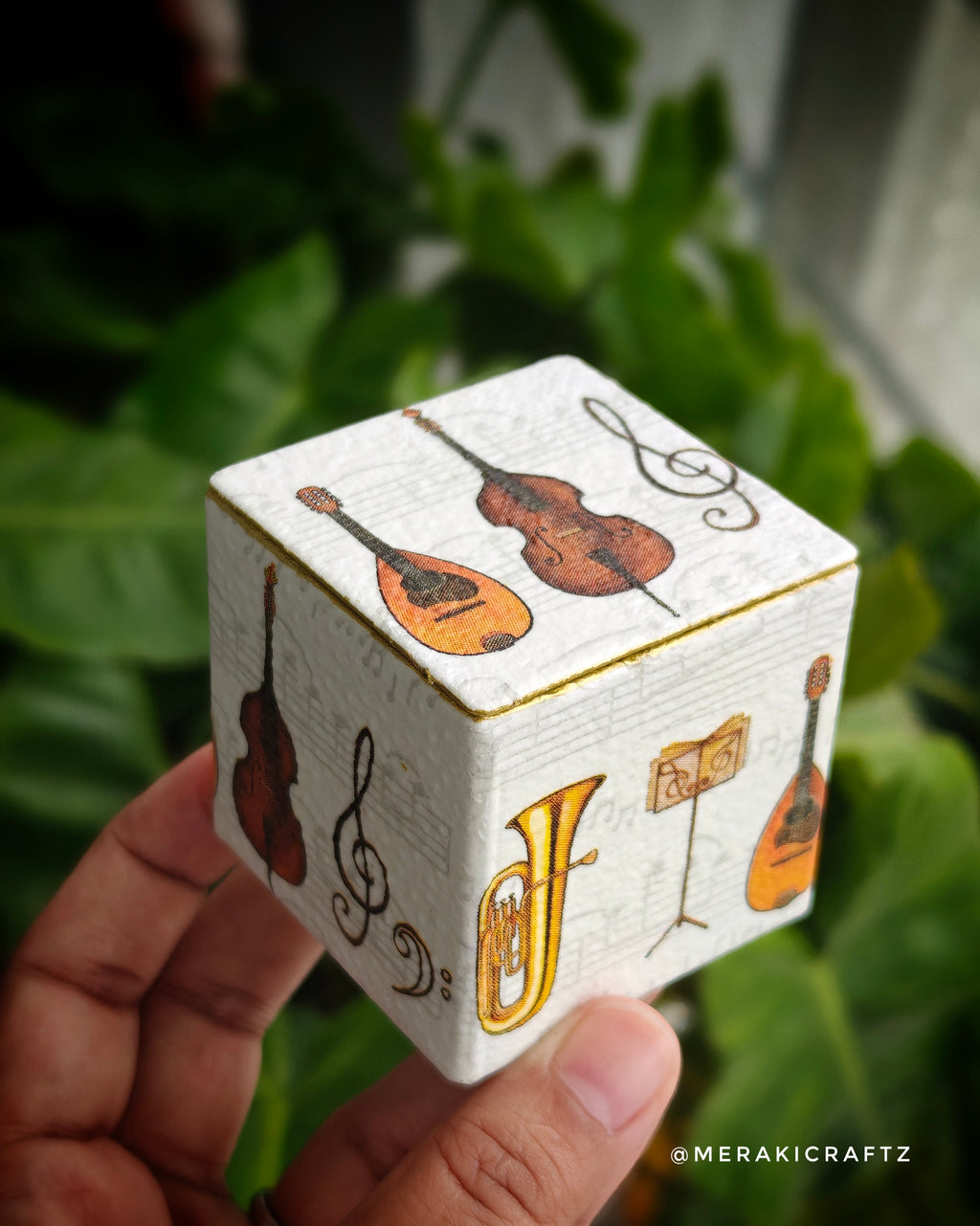 Handcrafted Upcycled Decoupaged Tin Storage Container – Melody Keepsake Box