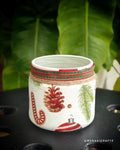 Handcrafted Upcycled Glass Jar – Rustic Christmas Pinecone & Candy Cane 1