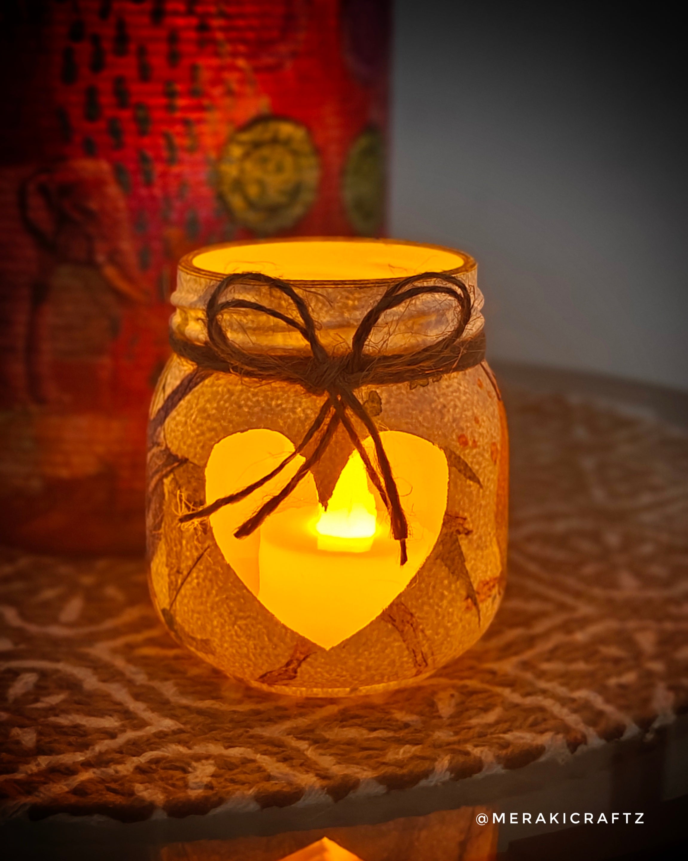 Handcrafted Upcycled Glass Jar Lantern & Organiser – Colourful Garden Birds