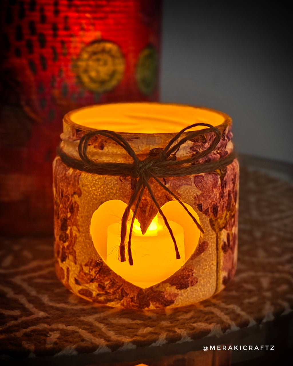 Handcrafted Upcycled Glass Jar Lantern & Organiser – Lavender Heart Garden