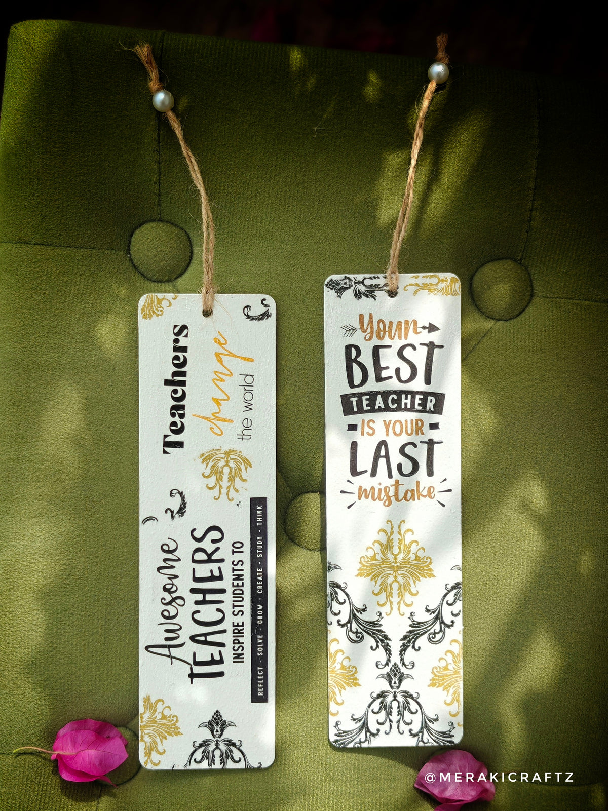 Handcrafted Double-Sided Decoupaged MDF Bookmark – Inspirational Teachers