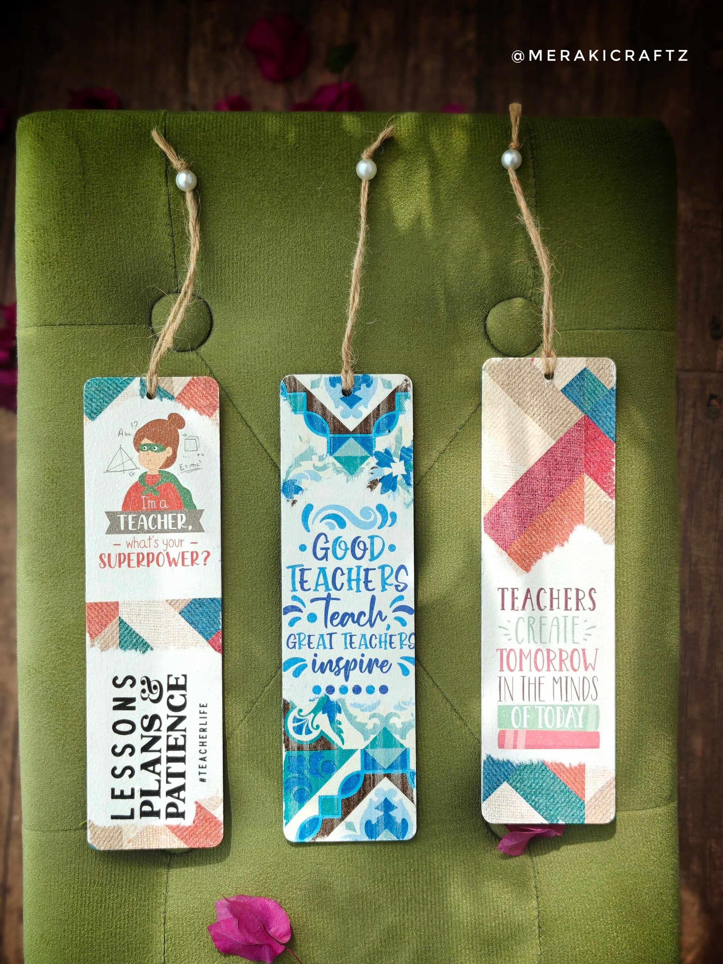 Handcrafted Double-Sided Decoupaged MDF Bookmark – Celebrating Teachers