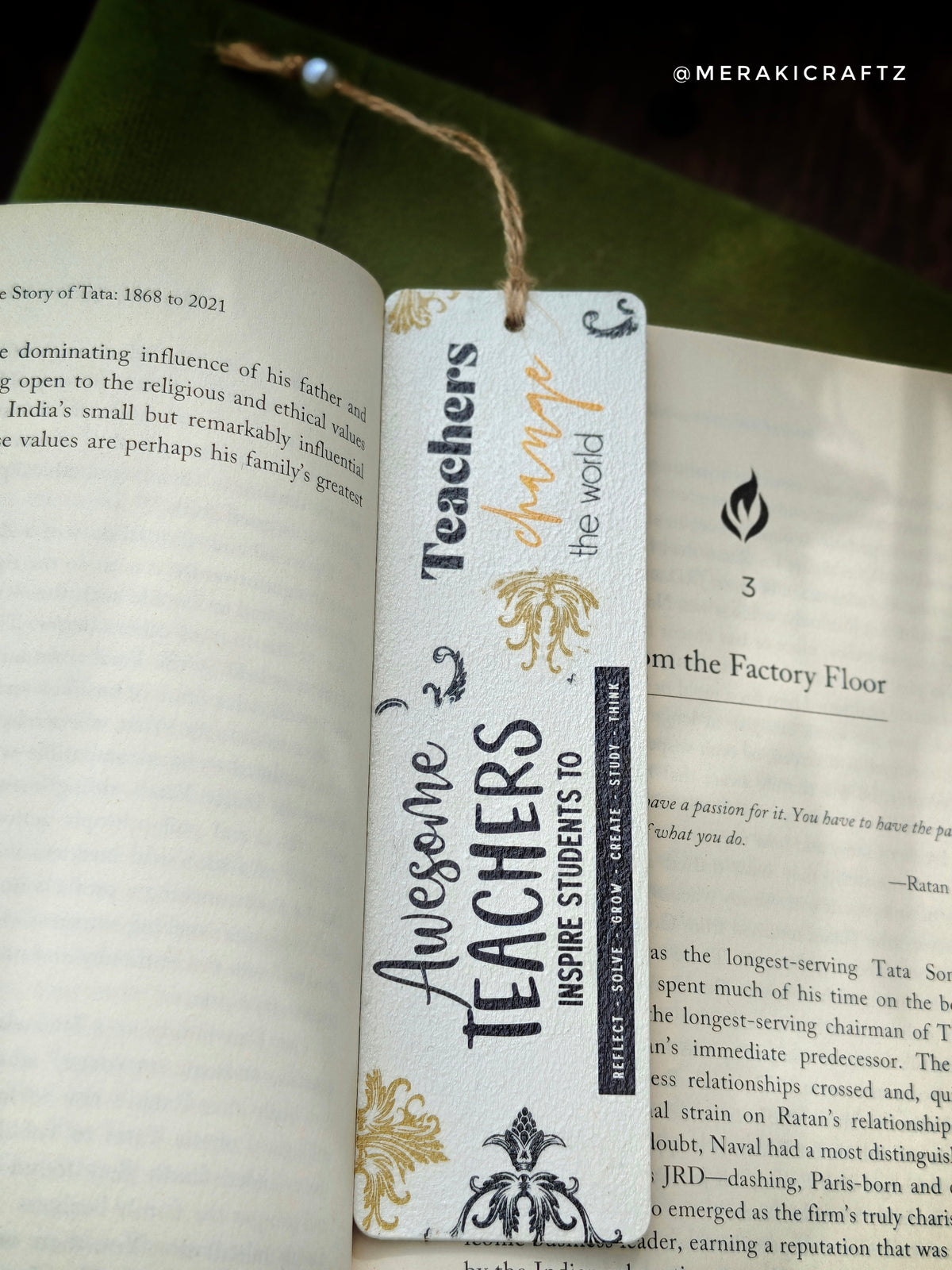 Handcrafted Double-Sided Decoupaged MDF Bookmark – Inspirational Teachers