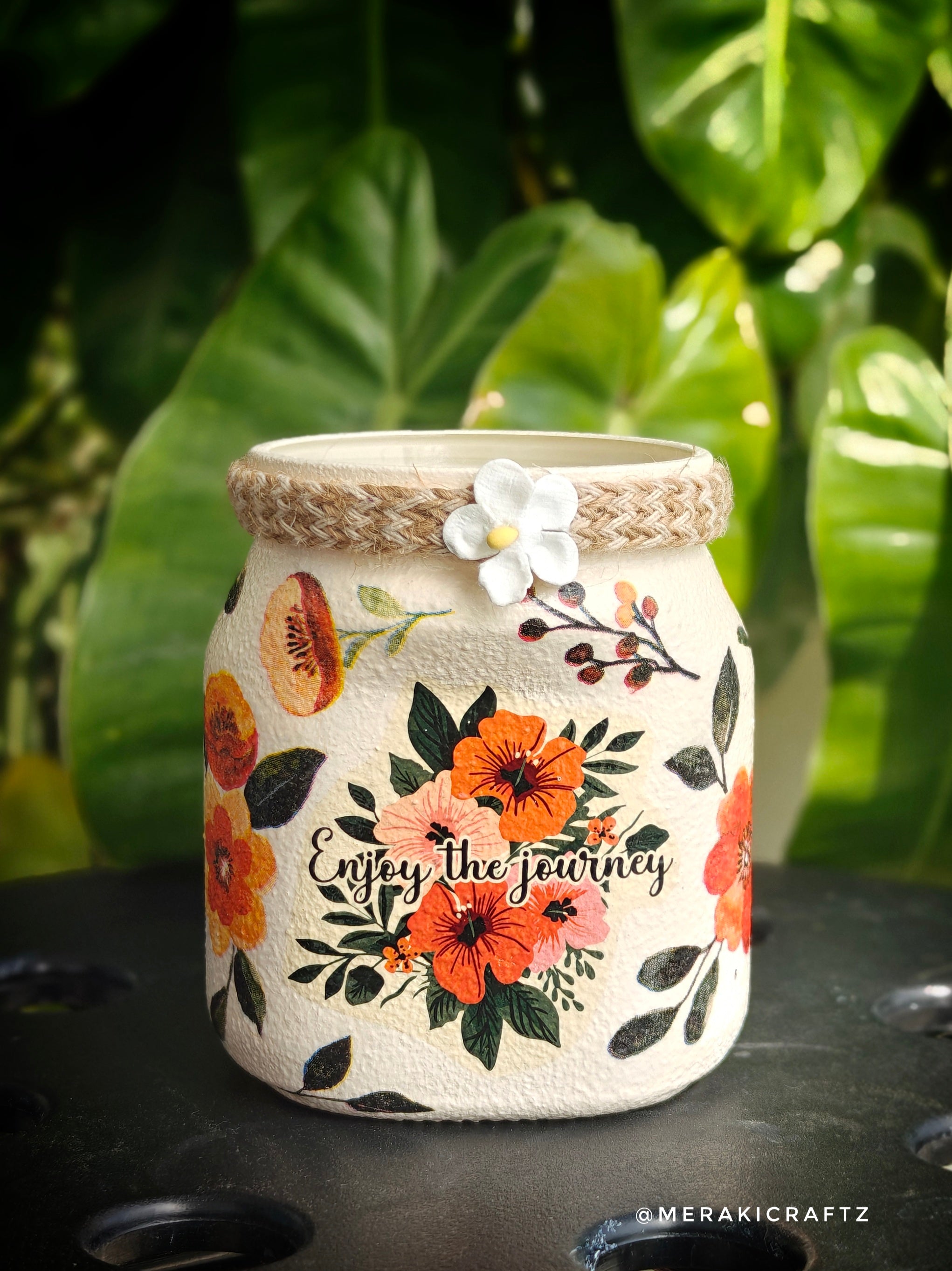 Handcrafted Upcycled Glass Jar Organiser – Enjoy the Journey