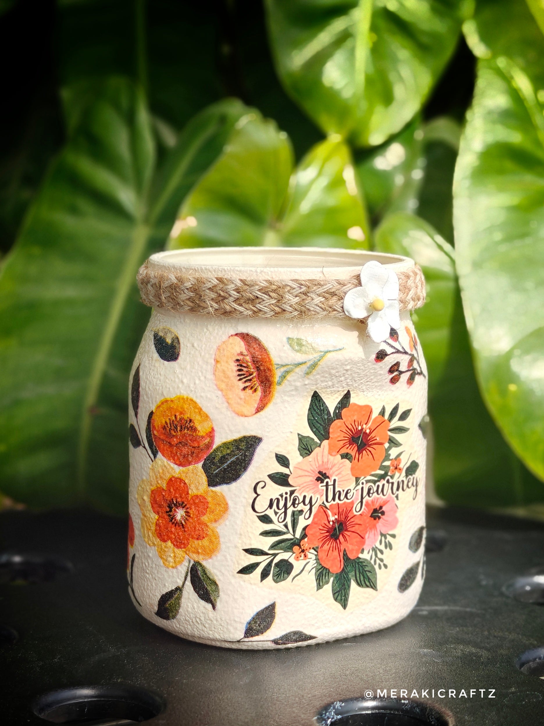 Handcrafted Upcycled Glass Jar Organiser – Enjoy the Journey