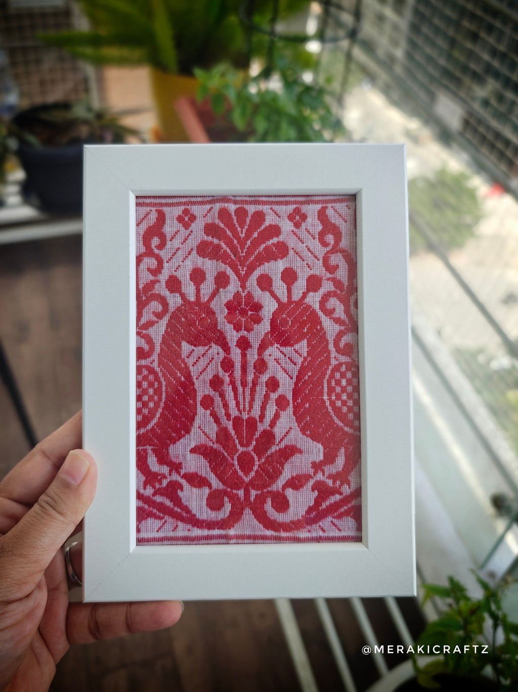 Handcrafted Assamese Gamosa Framed Art – Heritage Souvenir
