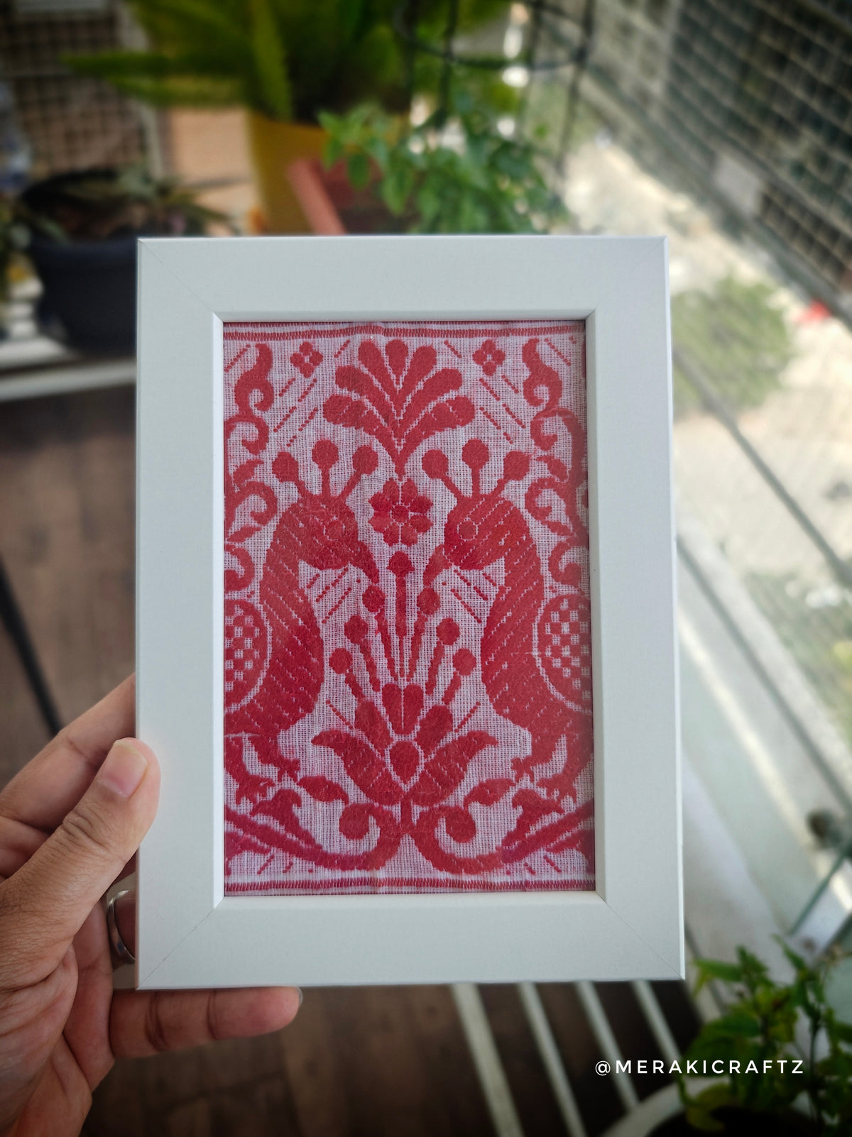 Handcrafted Assamese Gamosa Framed Art – Heritage Souvenir