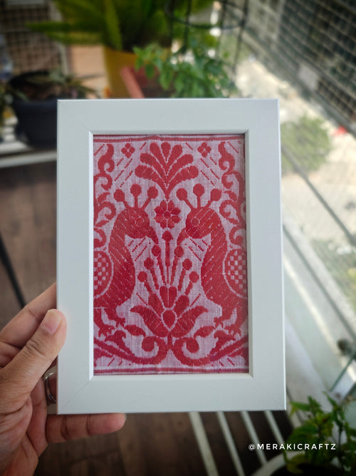 Handcrafted Assamese Gamosa Framed Art – Heritage Souvenir