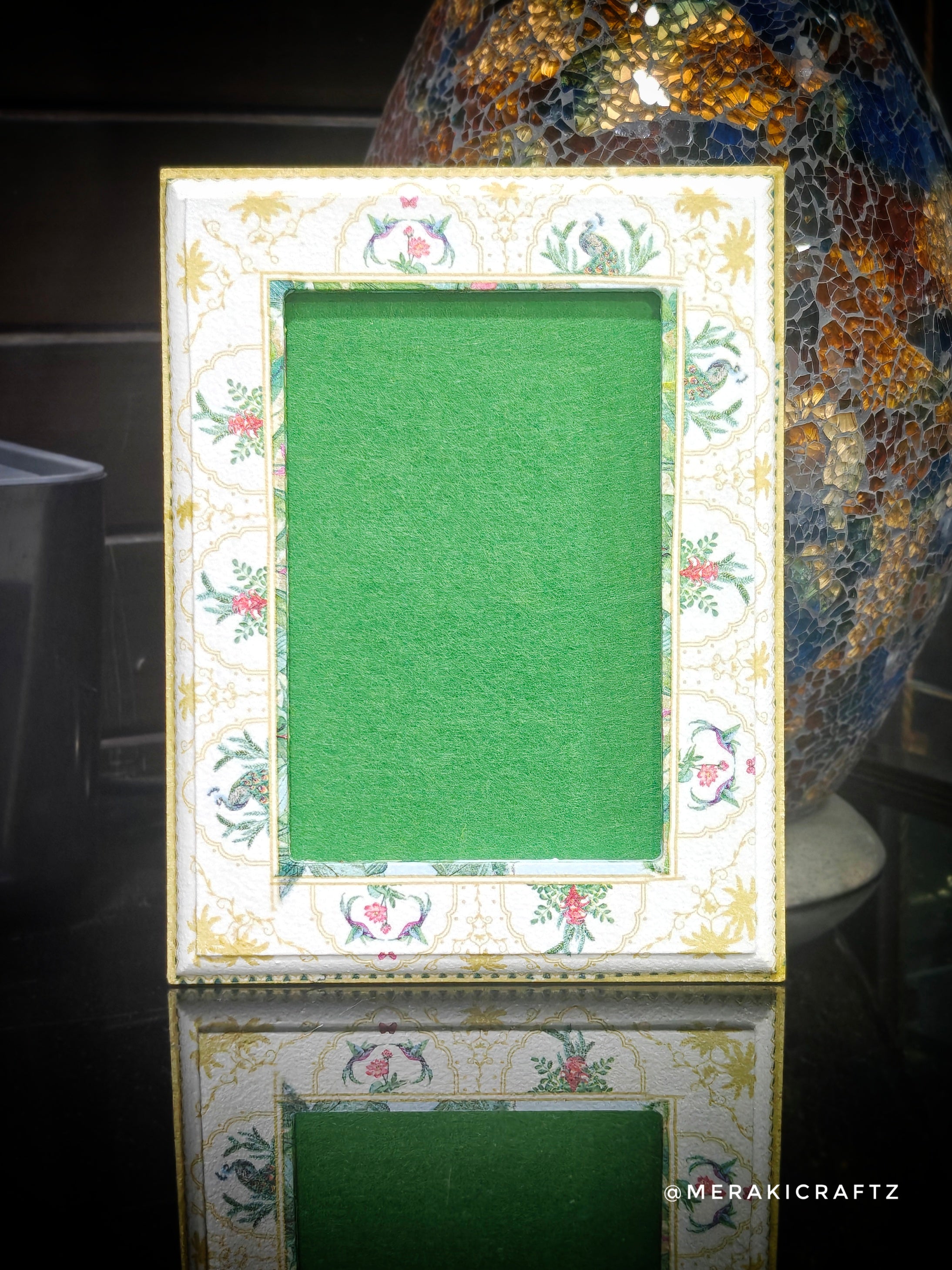 Handcrafted Decoupaged MDF Photo Frame – Vintage Botanical Elegance