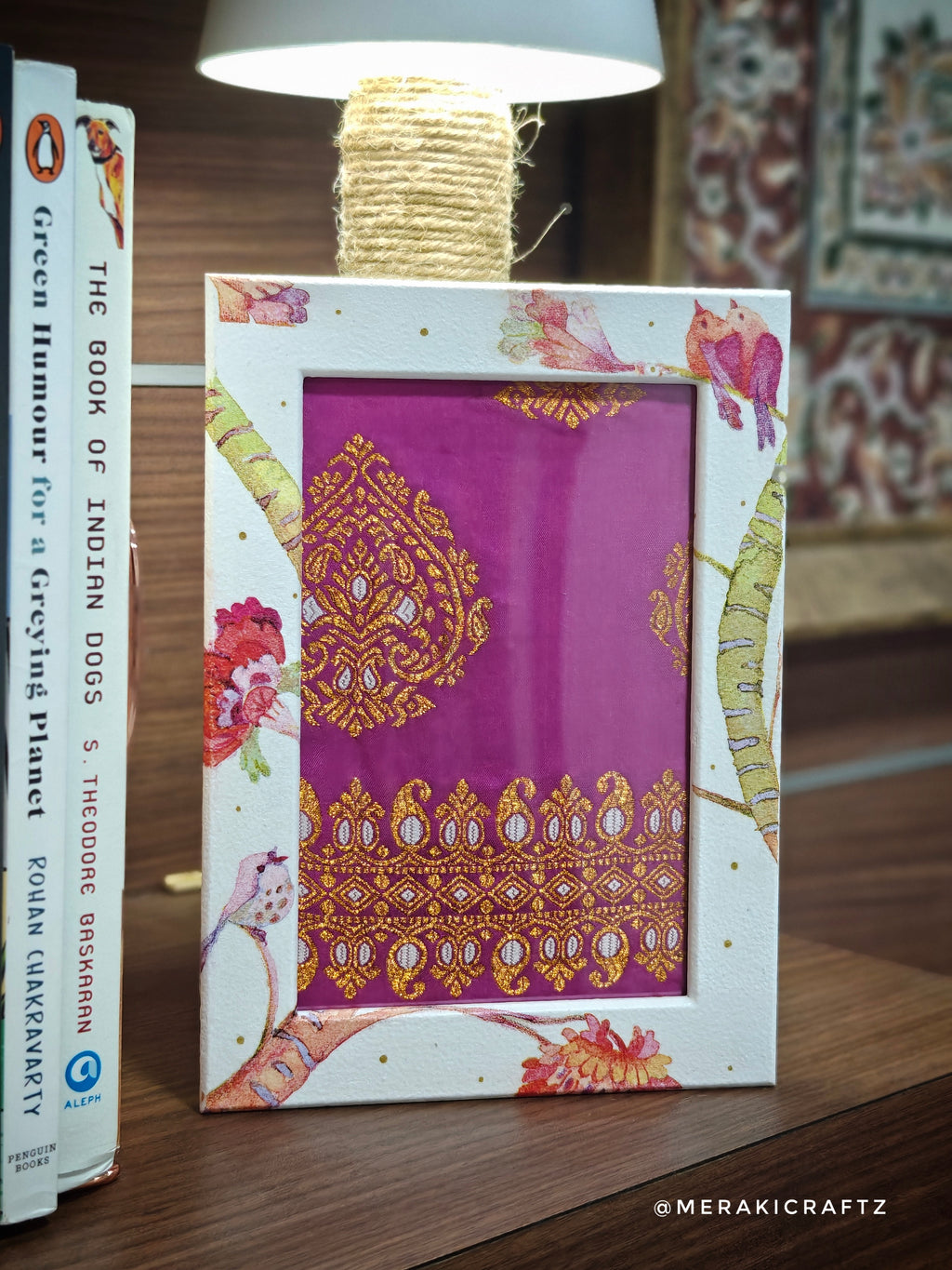Handcrafted Decoupaged Frame with Assamese Mekhela Sador – Heritage Elegance