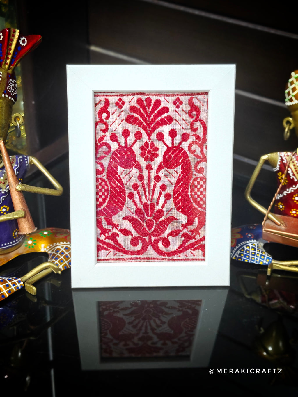 Handcrafted Assamese Gamosa Framed Art – Heritage Souvenir