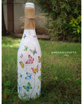 Handcrafted Upcycled Decoupaged Glass Bottle – Butterfly Meadow